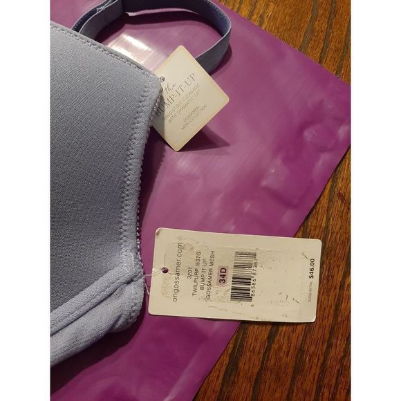 New 34D On Gossamer Light Purple Bump-It- Up Bra Dramatic Lift Irresistable Clea - Picture 4 of 5